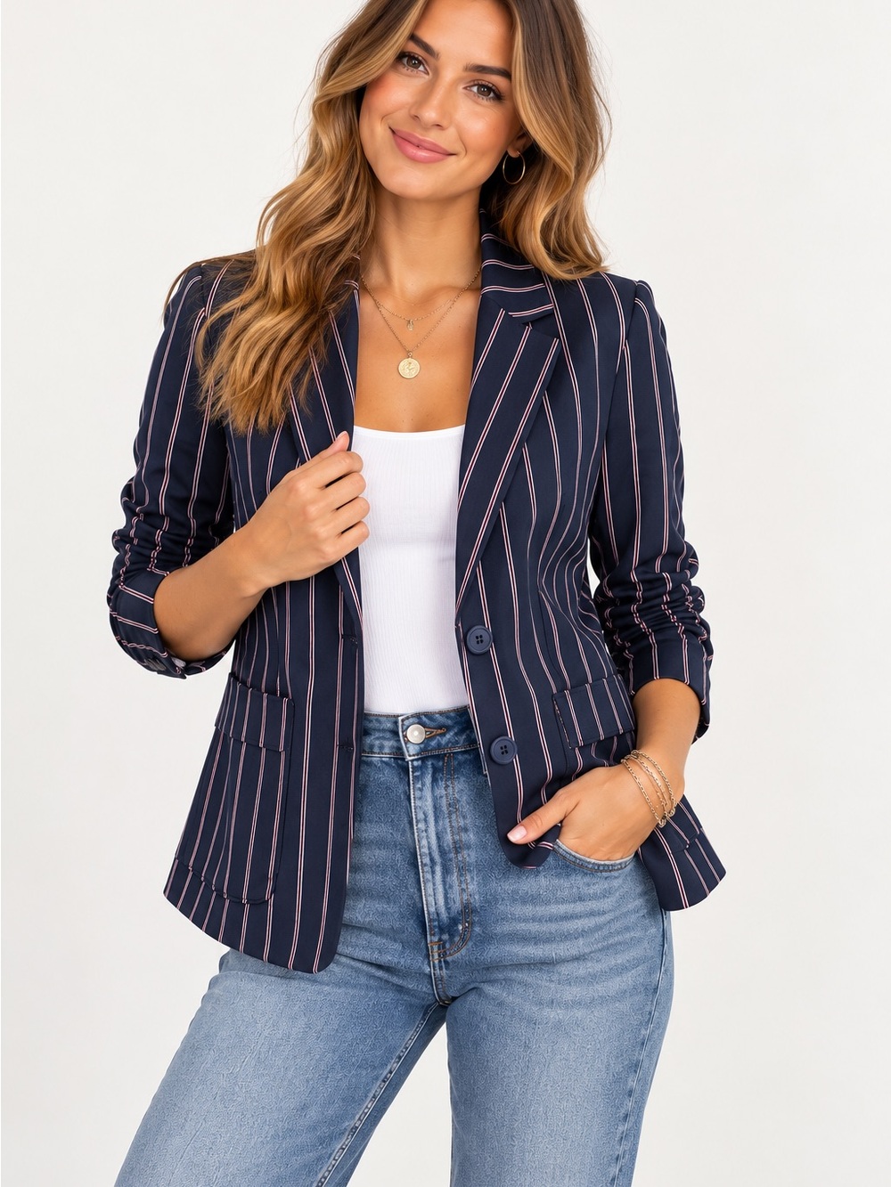NWT Anthropologie BB Dakota Navy Pinstripe Blazer - Women's Tailored Jacket